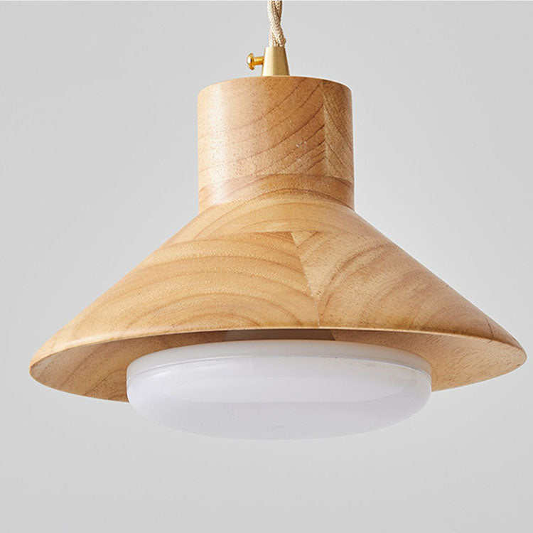 Bol japonais traditionnel en bois de caoutchouc conique 1/2/3 lumière suspension lustres pour salle à manger 