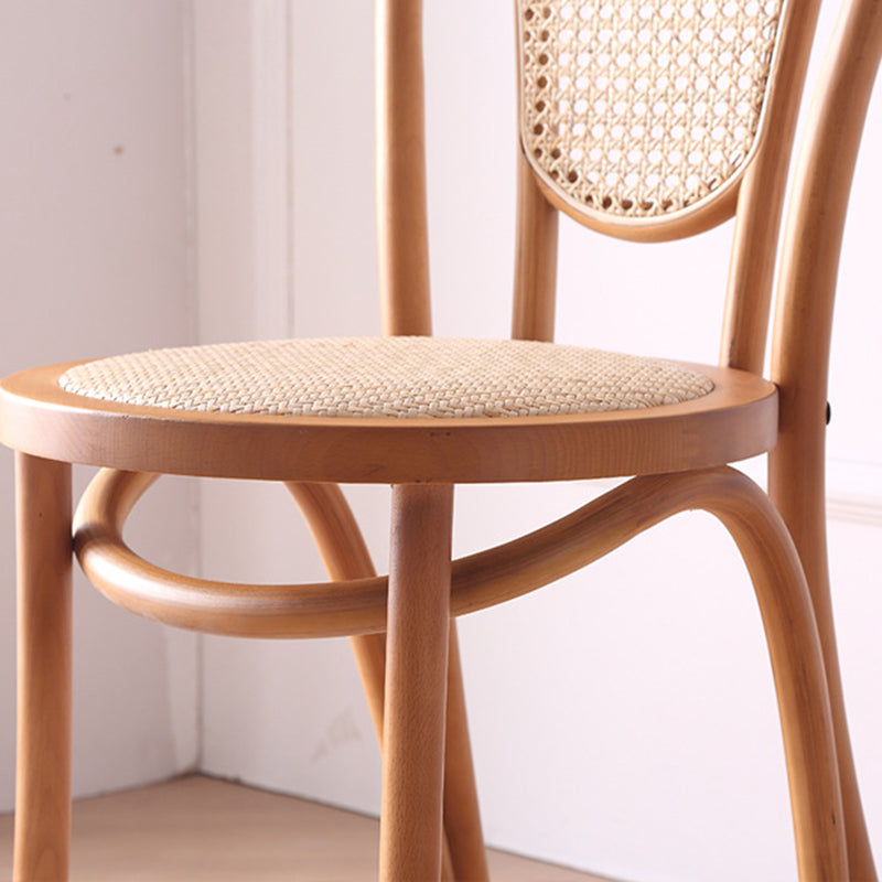Traditional Vintage Round Faux Rattan Beech Wood Weaving Dining Chair Backrest For Dining Room