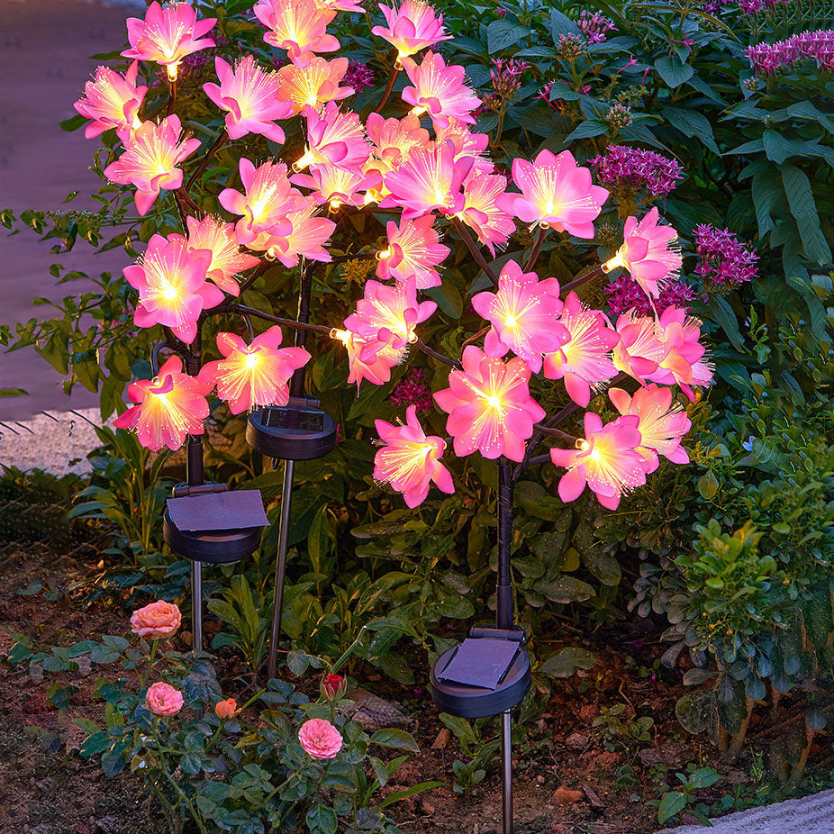 Lumière de pelouse décorative à fiche de sol LED Camélia ABS créative moderne solaire 