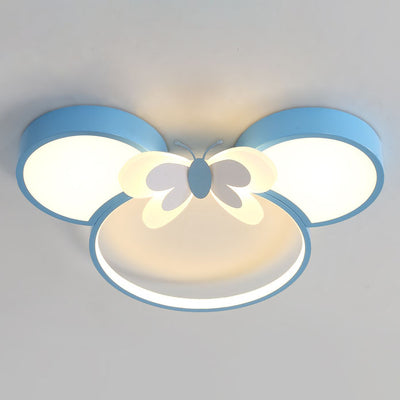 Modern Creative Minimalist Wrought Iron Cartoon Mouse LED Flush Mount Ceiling Light