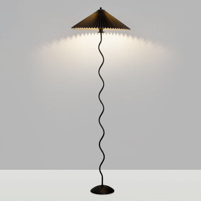 Vintage Fabric Pleated Shade 1-Light Standing Floor Lamp