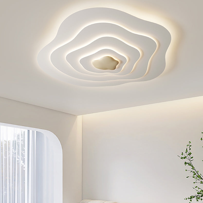 Plafonnier LED en résine nuage crème minimaliste moderne avec montage affleurant pour chambre 