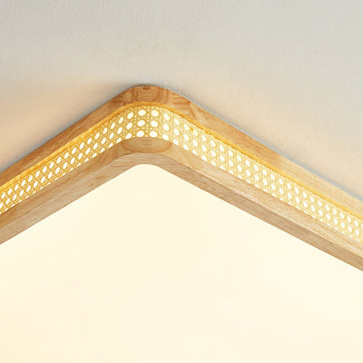 Luz de techo empotrada LED de madera acrílica cuadrada minimalista moderna para dormitorio 