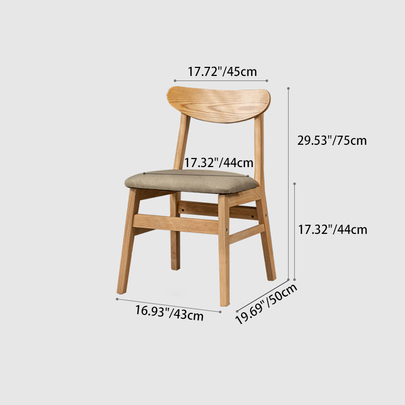 Chaise de salle à manger contemporaine rétro carrée avec dossier en lin rembourré et cadre en bois pour salle à manger 