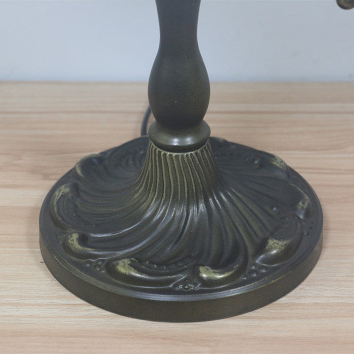 Lámpara de mesa de 1 luz de aleación de zinc con vidrio teñido estilo Tiffany tradicional rectángulo rosa para sala de estar 