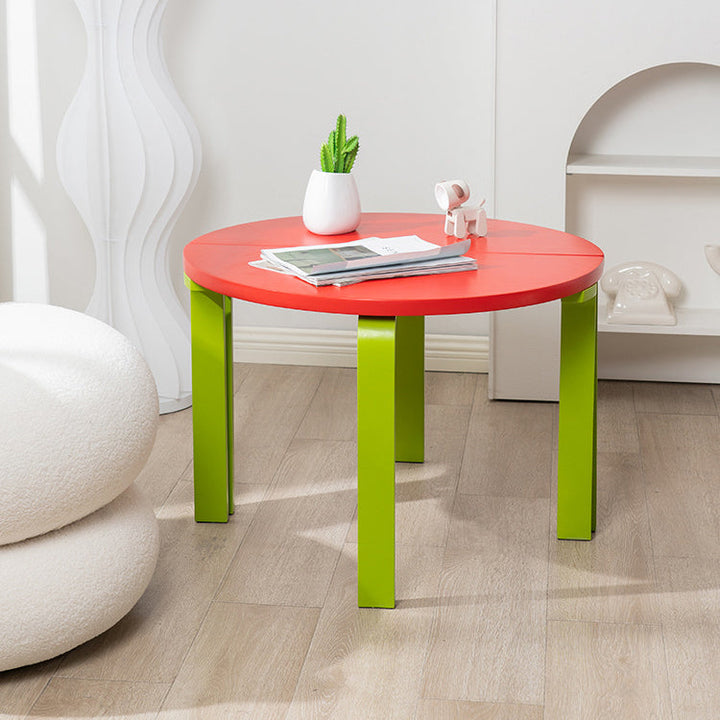 Contemporary Creative Half Round Multi-Layer Wood Panel Coffee Table For Living Room