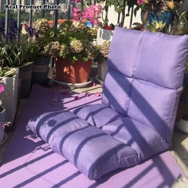 Moderner schlichter Lazy Chair aus Baumwoll-Leinen und Eisen, rechteckig kariert, mit verstellbarer Rückenlehne, für Tatami, Wohnzimmer, Schlafzimmer &amp; Fensterbank 