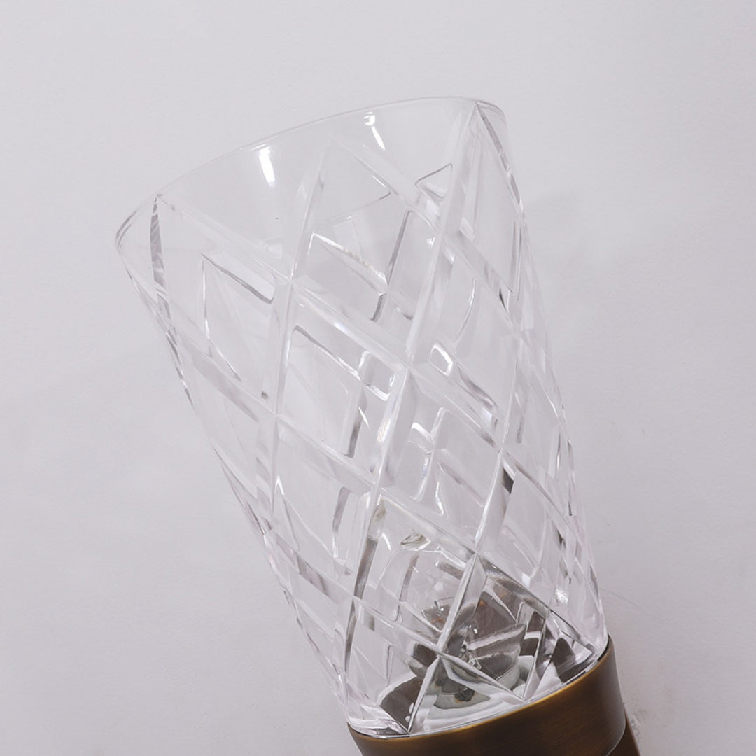 Lampe murale à un feu en verre de cuivre sculpté en cylindre traditionnel français pour salon 