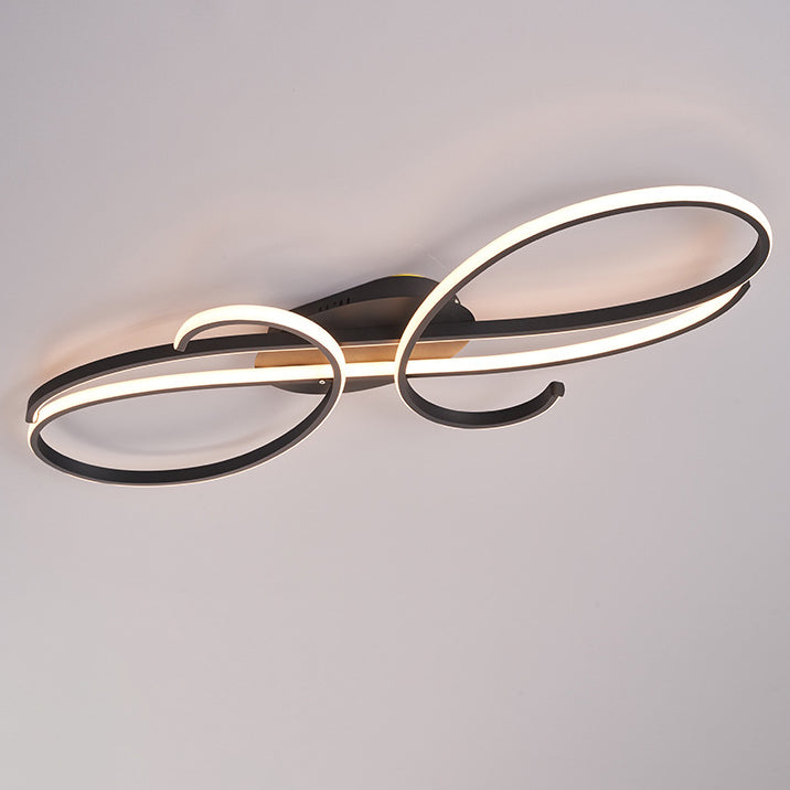 Moderne minimalistische gebogene Linie Eisen Aluminium Silikon LED Halbbündige Deckenleuchte für Wohnzimmer 