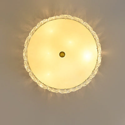 Plafonnier moderne minimaliste rond en cristal et cuivre complet à 4/6 lumières pour salon 
