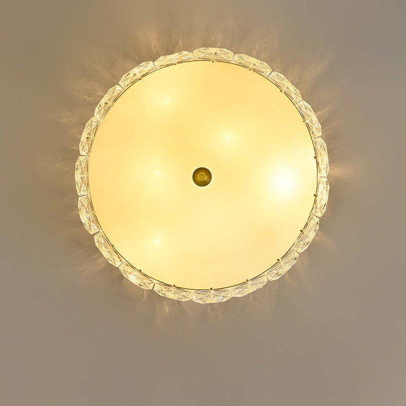Plafonnier moderne minimaliste rond en cristal et cuivre complet à 4/6 lumières pour salon 