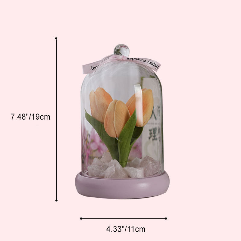 Moderne Einfachheit Zylinder Blume Holz Glas LED Tisch Lampe Für Wohnzimmer 