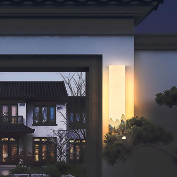 Applique murale LED rectangulaire en marbre chinois traditionnel tout-cuivre pour chambre à coucher 