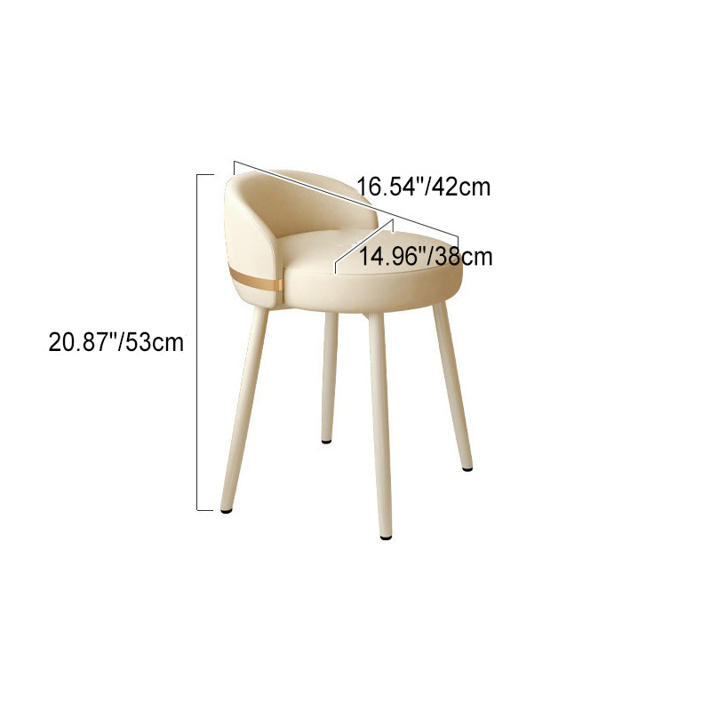 Modern Simplicity PU Leather Metal Sponge Round Vanity Stool Backrest For Bedroom