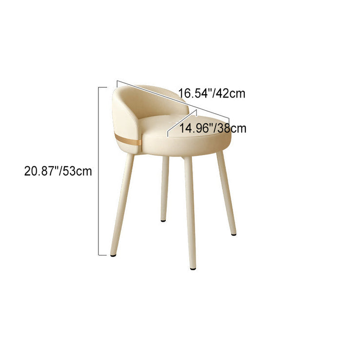Modern Simplicity PU Leather Metal Sponge Round Vanity Stool Backrest For Bedroom
