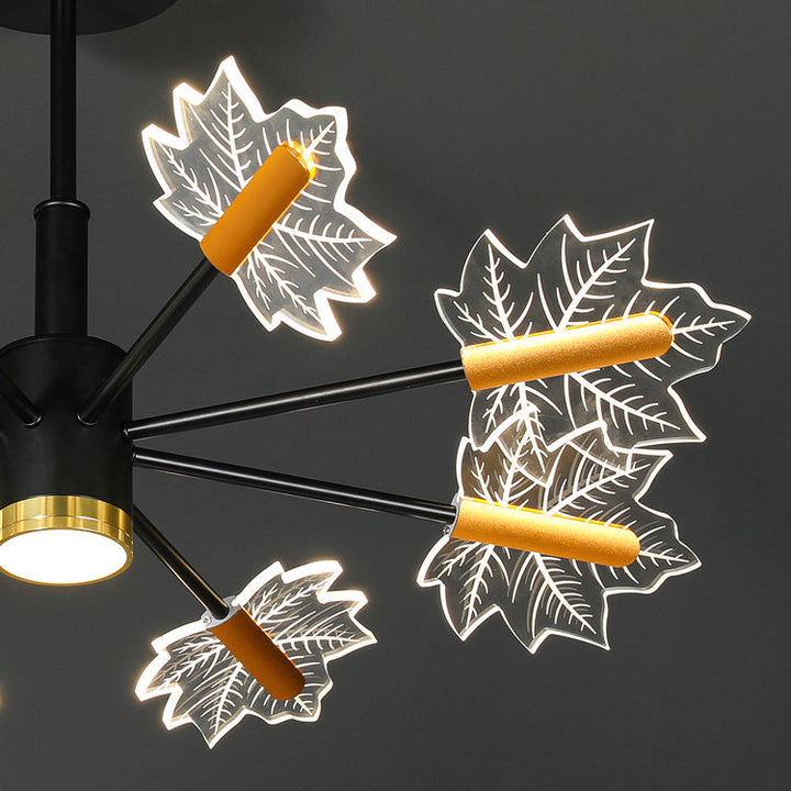 Lustre LED en fer acrylique à feuilles d&