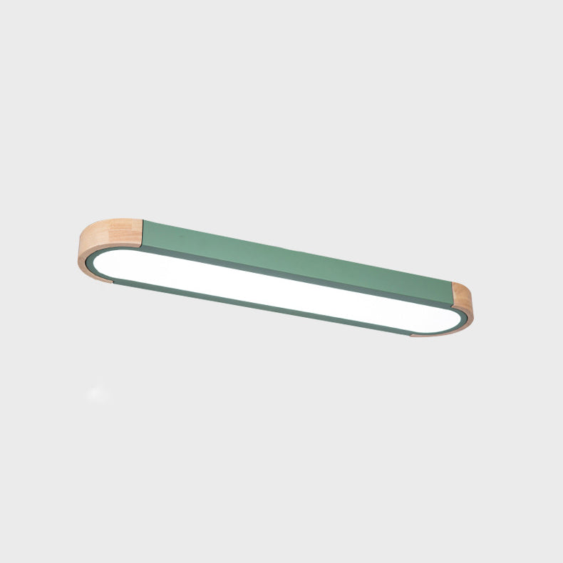 Contemporary Scandinavian Long Oval Iron Log Acrylic LED Flush Mount Ceiling Light For Bedroom