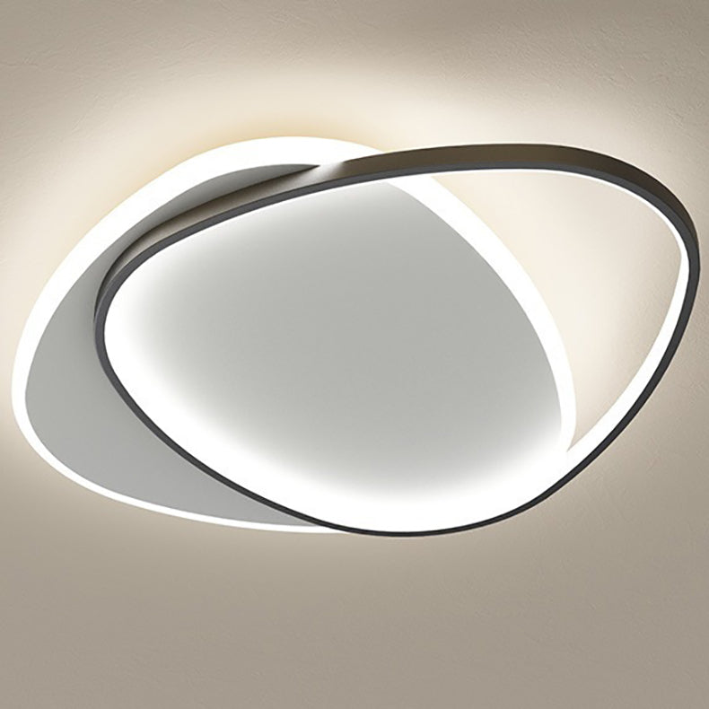 Modern Minimalist Triangle Oval Acrylic Iron LED Flush Mount Ceiling Light For Living Room