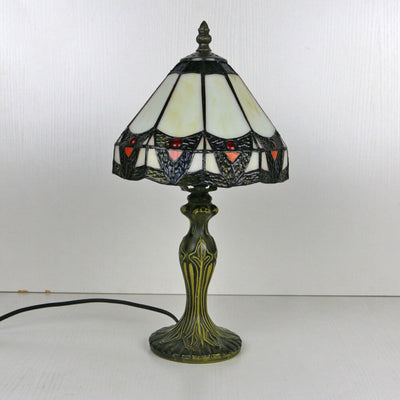 Tiffany Vintage Stained Glass Flower Dome 1-Light Table Lamp