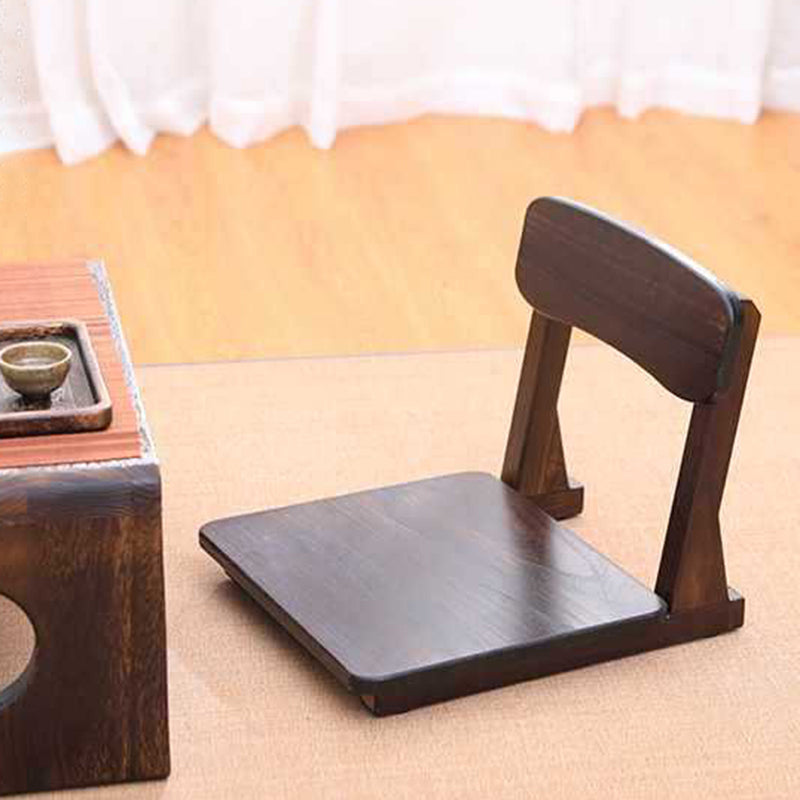 Traditioneller japanischer quadratischer Paulownia-Holz-Baumwoll-Leinenstuhl Tatami-Rückenlehne für den Unterhaltungsraum 