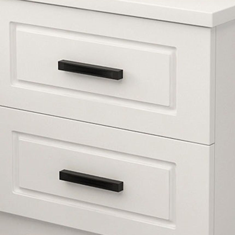 Table de chevet moderne minimaliste rectangulaire en métal avec panneau artificiel à 2 tiroirs pour chambre 