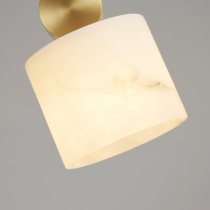 Lumière Suspendue Moderne Minimaliste Cylindre Cône Demi-Ronde en Cuivre et Pierre à 1 Ampoule Pour Chambre 