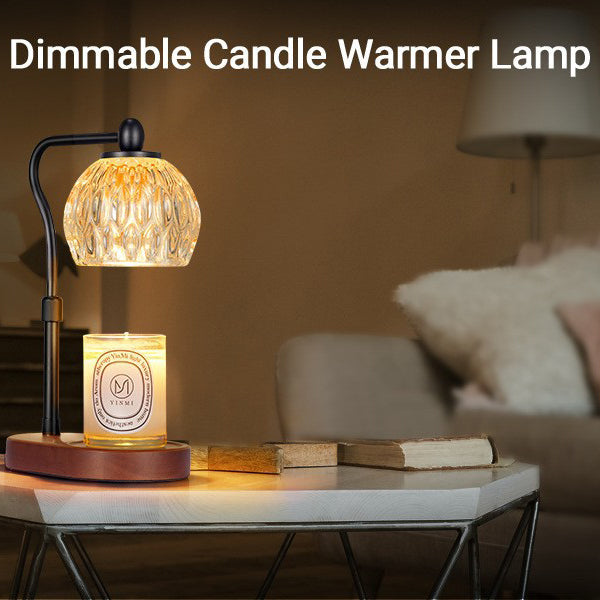 Modern Minimalist Round Glass Rubberwood Iron 1-Light Aroma Melted Wax Table Lamp For Bedroom