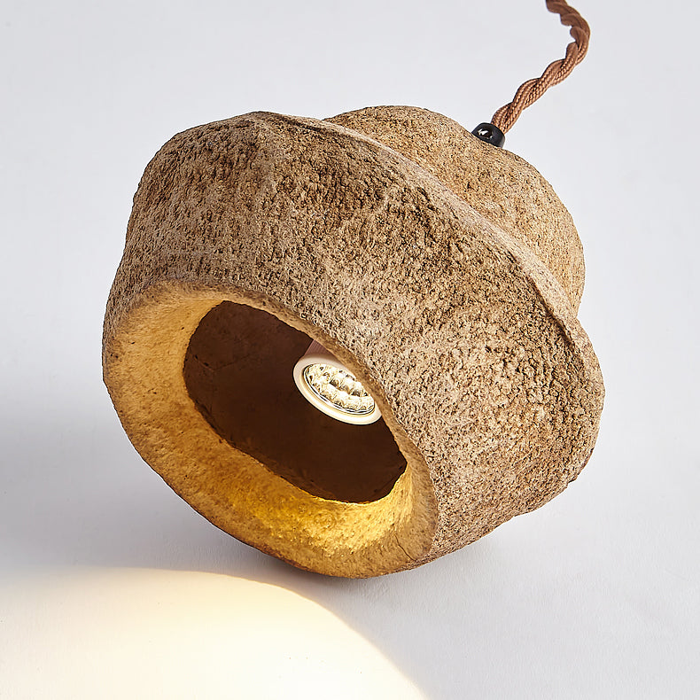 Design traditionnel japonais de coquille de fruit naturel 1-luminaire suspendu pour salle à manger 