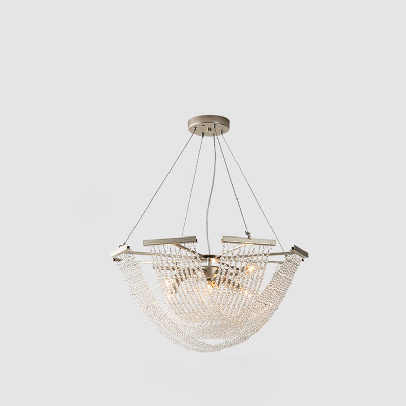 Zeitgenössischer Luxus Mesh Shade Iron Crystal 2/6 Licht Kronleuchter für Wohnzimmer 