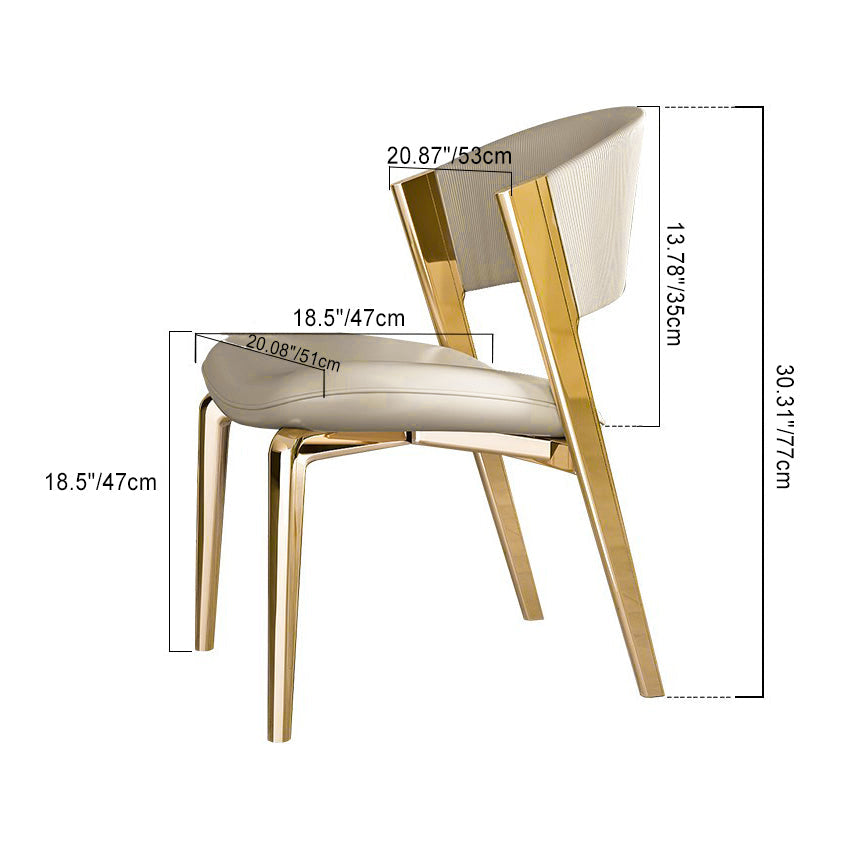 Modern Luxury Square Faux Leather Carbon Steel Foam Dining Chair Four Legs Backrest For Dining Room