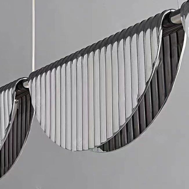 Lustre LED à îlot avec abat-jour semi-circulaire en verre acrylique de simplicité contemporaine pour salon 