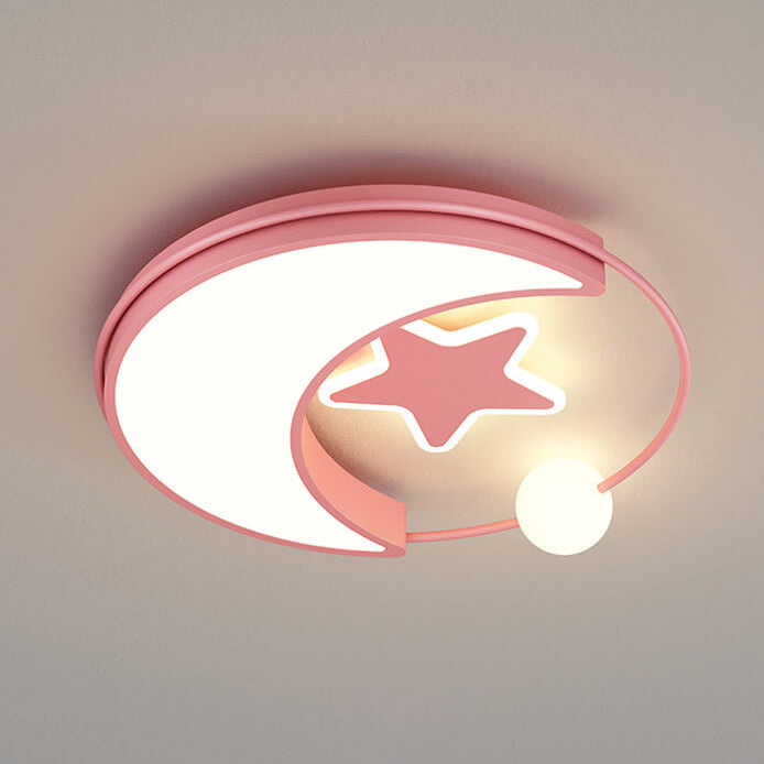 Zeitgenössische kreative Mond-Stern-Eisen-Acryl-LED-Deckenleuchte für das Schlafzimmer 