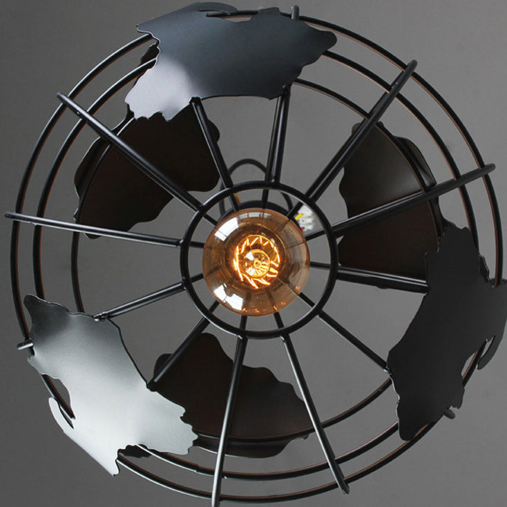 Zeitgenössische industrielle runde Globus Eisen Mesh Shade 1-Licht Pendelleuchte für Wohnzimmer 