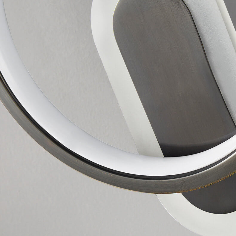 Aplique de pared LED con anillo circular geométrico de acrílico y cobre nórdico moderno 