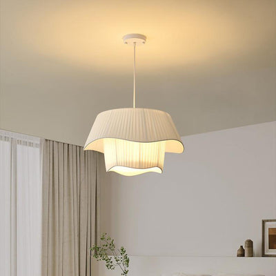 Contemporary Scandinavian Round Iron Acrylic Fabric 4/5 Light Pendant Light For Living Room