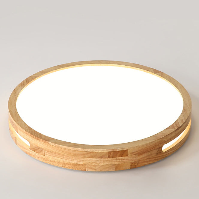 Moderne unbedeutende runde hölzerne Acryl-LED-Unterputz-Deckenleuchte für Schlafzimmer 