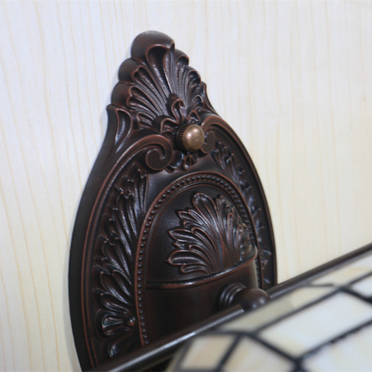 Applique murale traditionnelle Tiffany demi-cylindre en alliage de zinc et fer avec verre teinté 1 lumière pour salon 