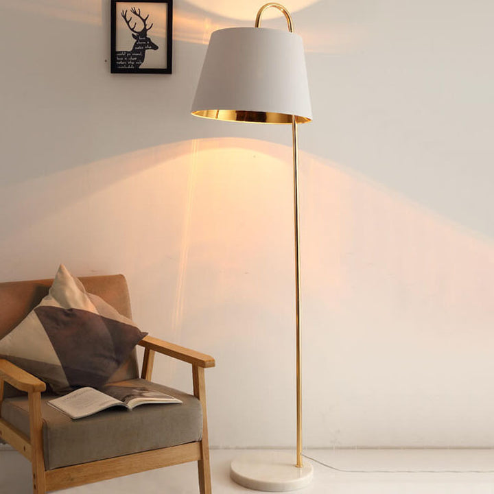 Nordic Modern Einfarbig Stoffschirm Marmor 1-Licht Stehende Stehlampe 