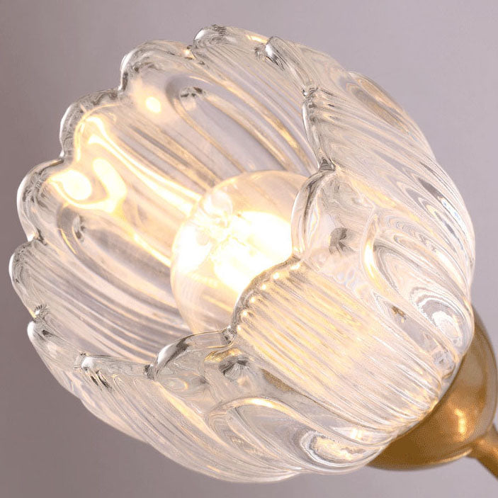 Lampe de table à deux lumières en fer et verre Art Déco moderne avec motif floral pour salon 