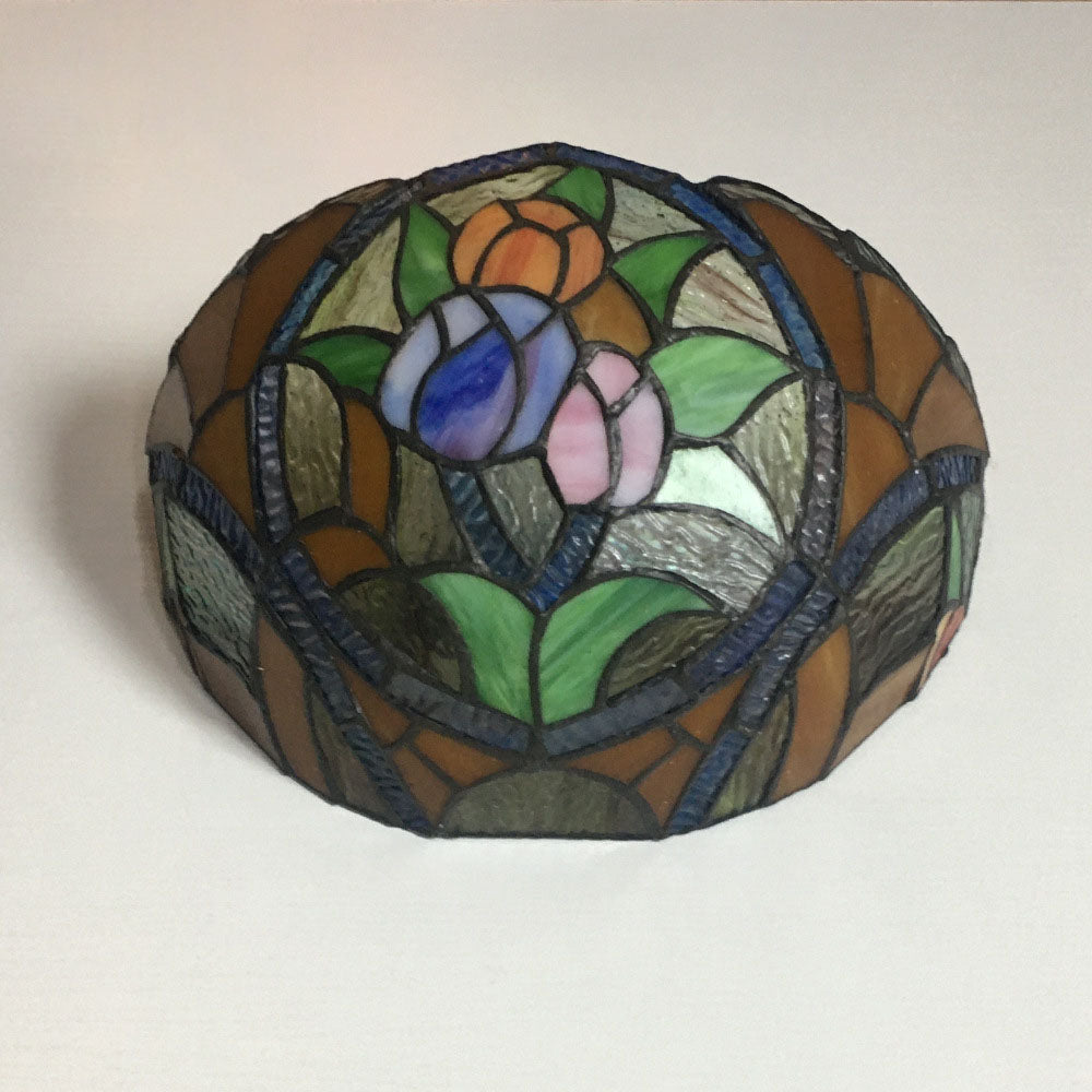 Applique Murale à 1 Lumière en Verre Alliage Tiffany Traditionnel avec Fleur Semi-circulaire et Libellule pour Couloir 