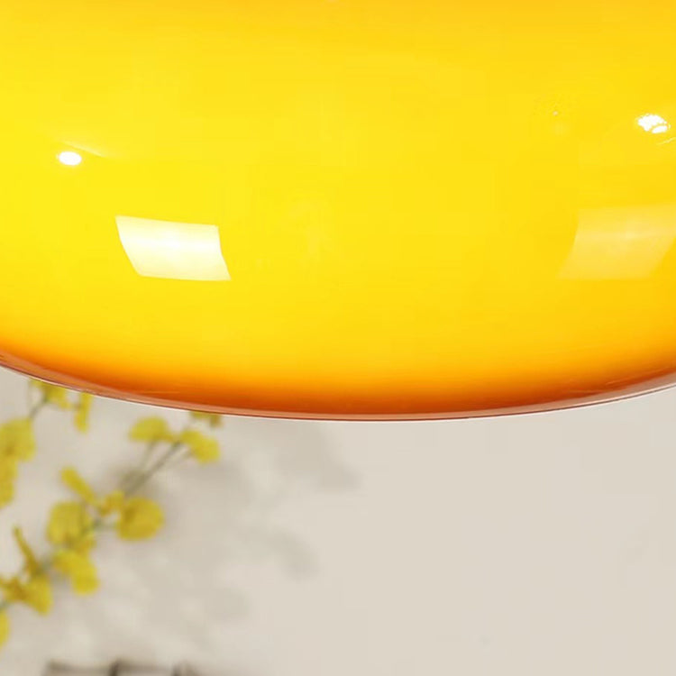 Contemporary Simplicity Persimmon Glass Shape Wood 1-Light Pendant Light For Living Room