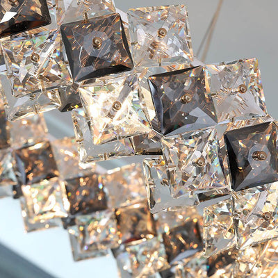 Lustre contemporain en cristal de luxe avec matériel plaqué en cercle de diamant 5/6/7/8/10/14 lumières pour salon 