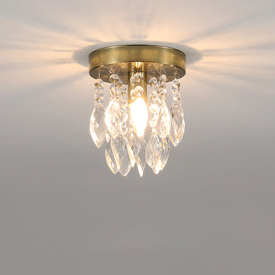 Lustre de plafond semi-encastré à 1 lumière avec carillon éolien en cristal et métal contemporain de luxe pour salon 