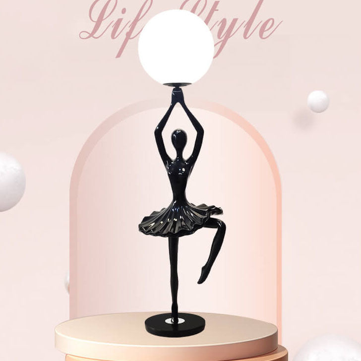 Lámpara de pie con forma de chica de ballet nórdico, orbe de acrílico con 1 luz 