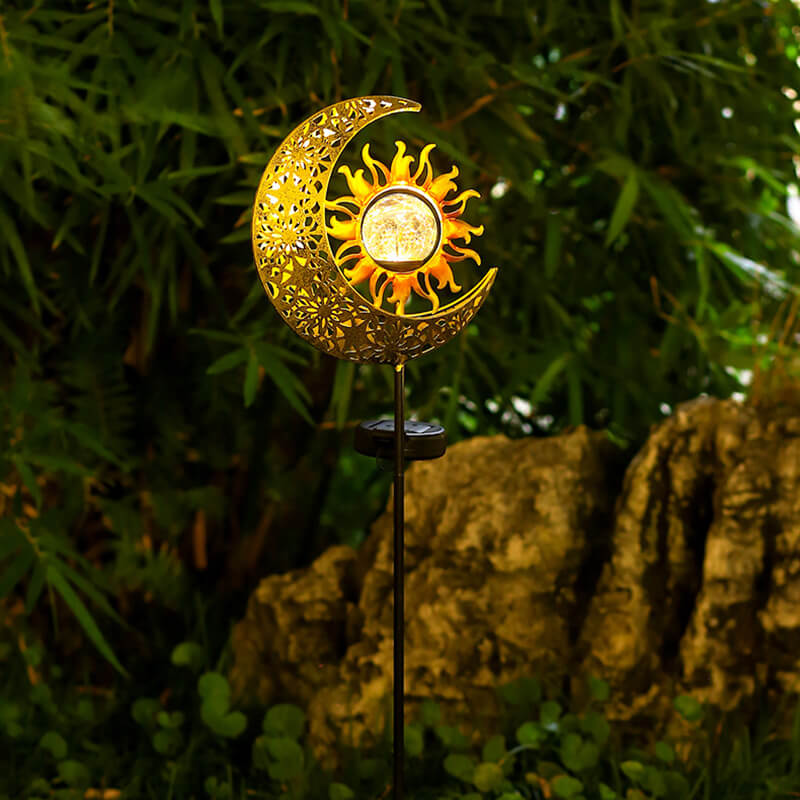 Contemporary Creative Moon Fairy Iron Solar LED Ground Plug Outdoor Landscape Light For Garden