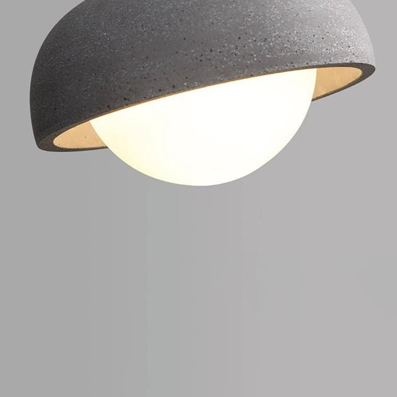 Contemporary Industrial Orb Cement Glass 1-Light Pendant Light For Bedroom