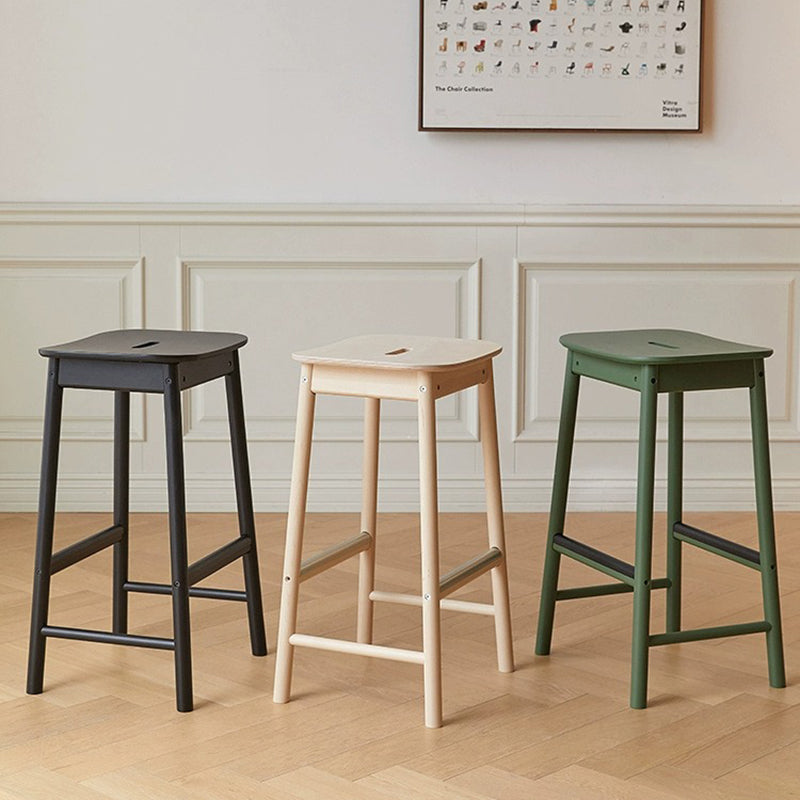 Reposapiés de taburete de bar rectangular de madera nórdica contemporánea para cocina 