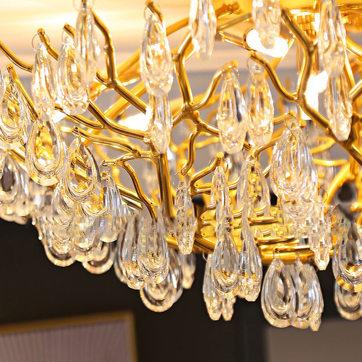 Moderne Luxus Halbrunde Dendritischen Eisen Kristall 10/12 Licht Semi-Flush Mount Deckenleuchte Für Wohnzimmer 