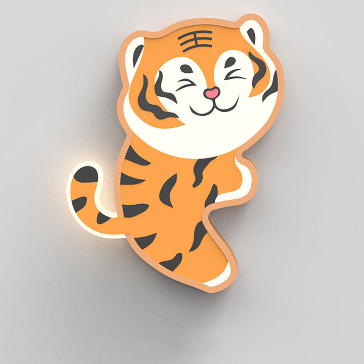 Applique murale LED en fer avec design acrylique de lapin et tigre nordique contemporain pour salon 