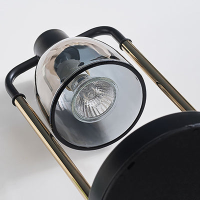 Lámpara de mesa rectangular nórdica contemporánea de hierro y vidrio cónico de 1 luz con cera derretida para dormitorio 